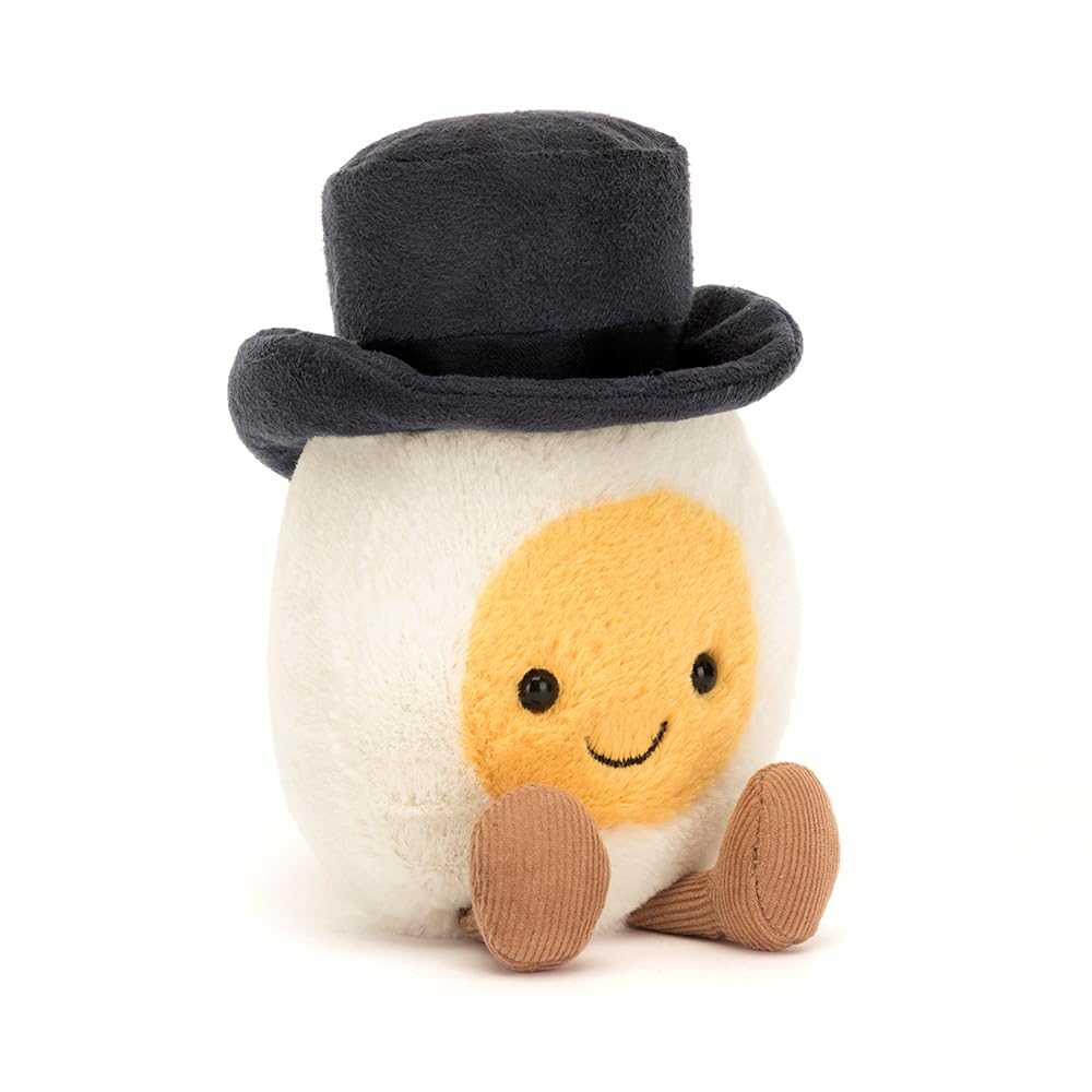 Jellycat Amuseables Boiled Egg Groom Stuffed Toy  5.5 inches - Food Plush - Fun Wedding & Engagement Gift