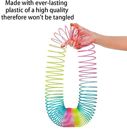 Wobox Giant Rainbow Coil Spring Toy In Box,Classic Novelty Plastic Magic Spring Toy For Party Favors Gifts, Stress Relief, Great For Small Party Favor For Kids(10.7Cmx10.7Cm)