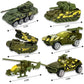 6 Pack Diecast Military Vehicles Truck Set, 1:64 Scale Army Vehicles Kids Toy Cars With Trucks, Tank, Panzer, Anti-Air Vehicle,