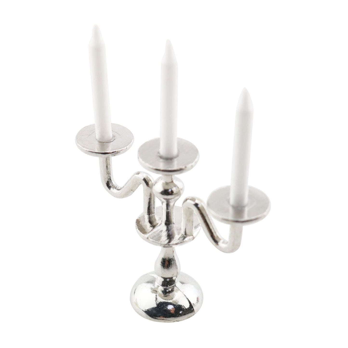 TAODAN 1:12 Dollhouse Miniature Candlesticks Doll Accessories Playing House Scene Model Silver 1/12 Scale Dollhouse Candle Holde