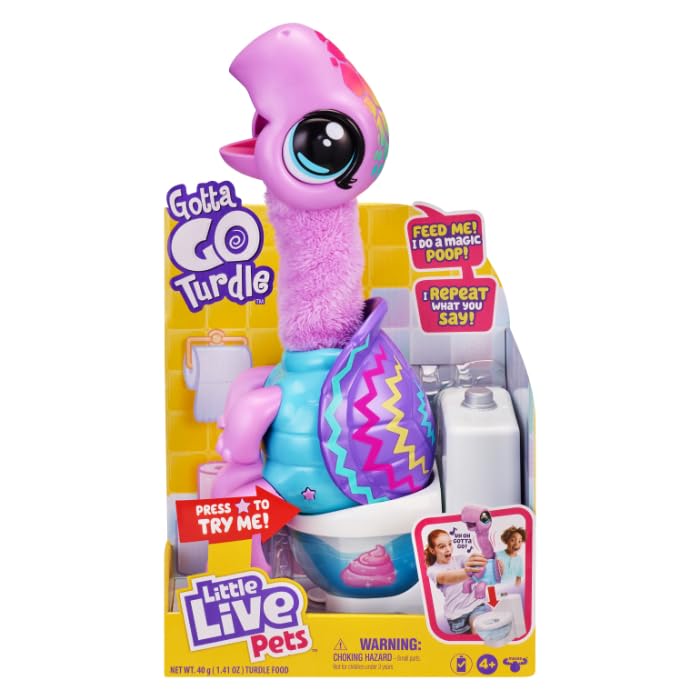 Little Live Pets Gotta Go Turdle - Interactive Plush Rainbow Turtle, Wiggles & Talks, One Size, Multicolor, Batteries Included
