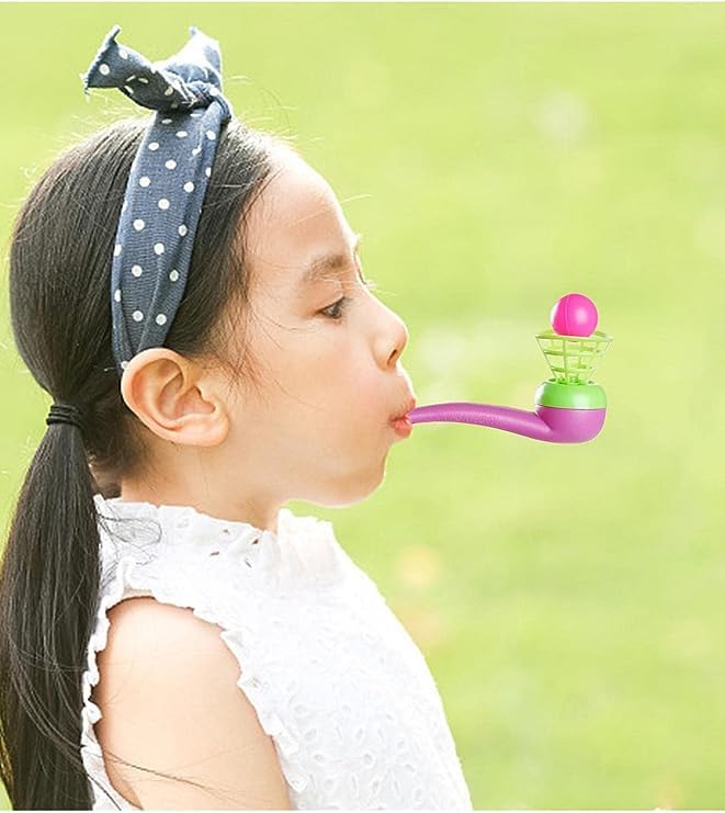 3Pcs Random Color Floating Blow Pipe Balls Game Toys, Floating Blow Pipe & Balls Balance Blowing Toys, Stress Reliever Balance B