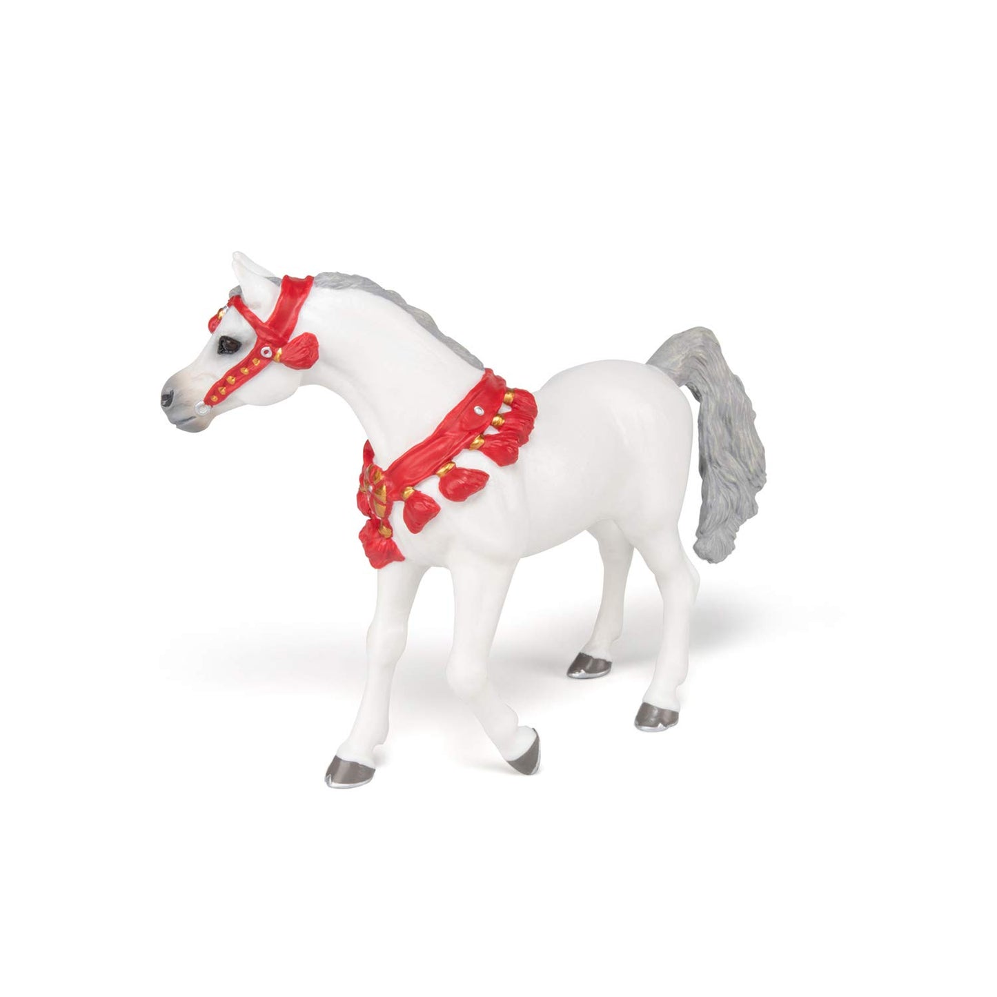 Papo - Hand-Painted - Figurine - Horses,Foals And Ponies - White Arabian Horse In Parade Dress-51568 - Collectible - For Children - Suitable For Boys And Girls - From 3 Years Old