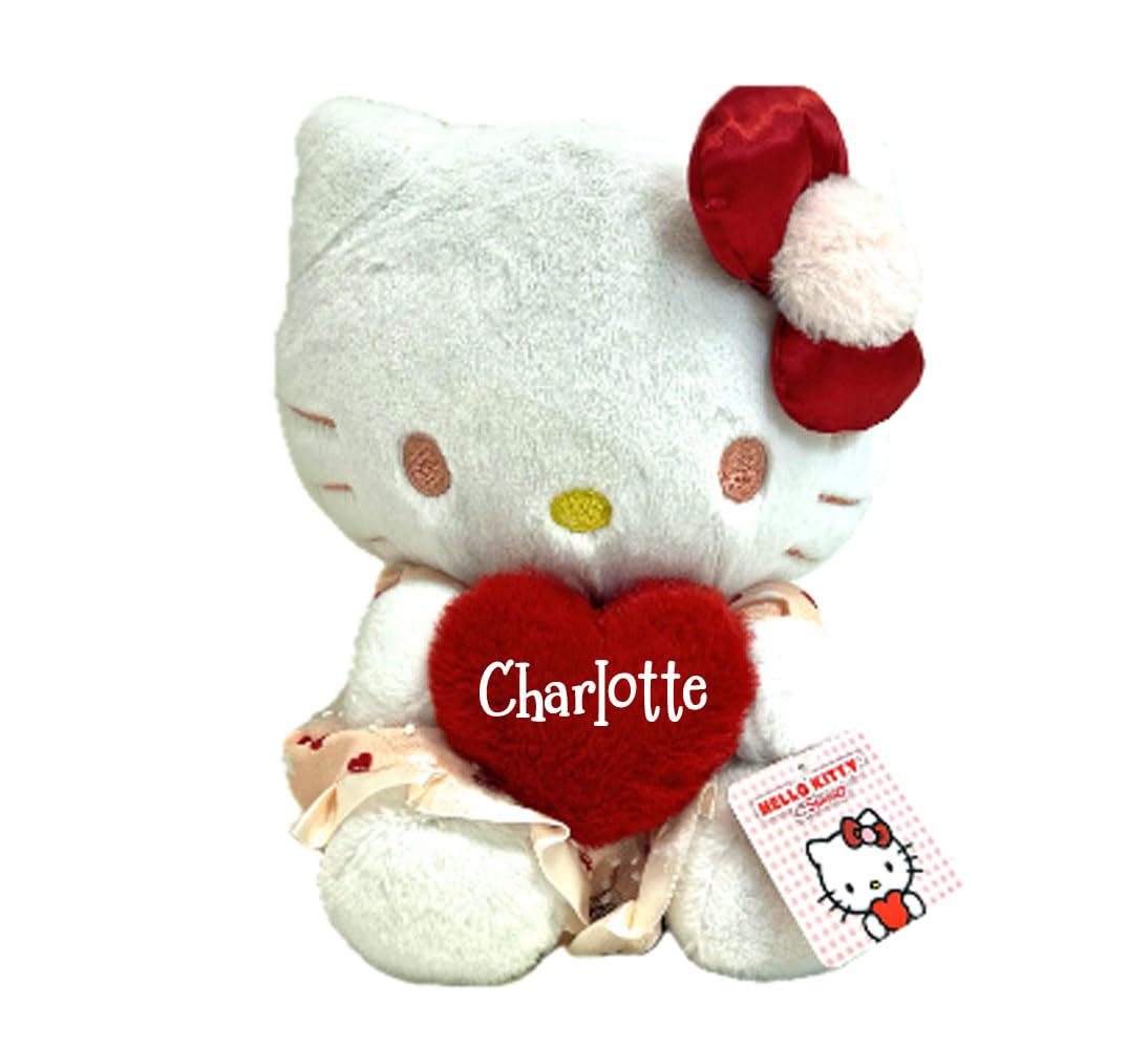 The Trendy Turtle Personalized Hello Kitty Plush Stuffed Animal - Multi, Model PERHK, Perfect for Valentine's Day