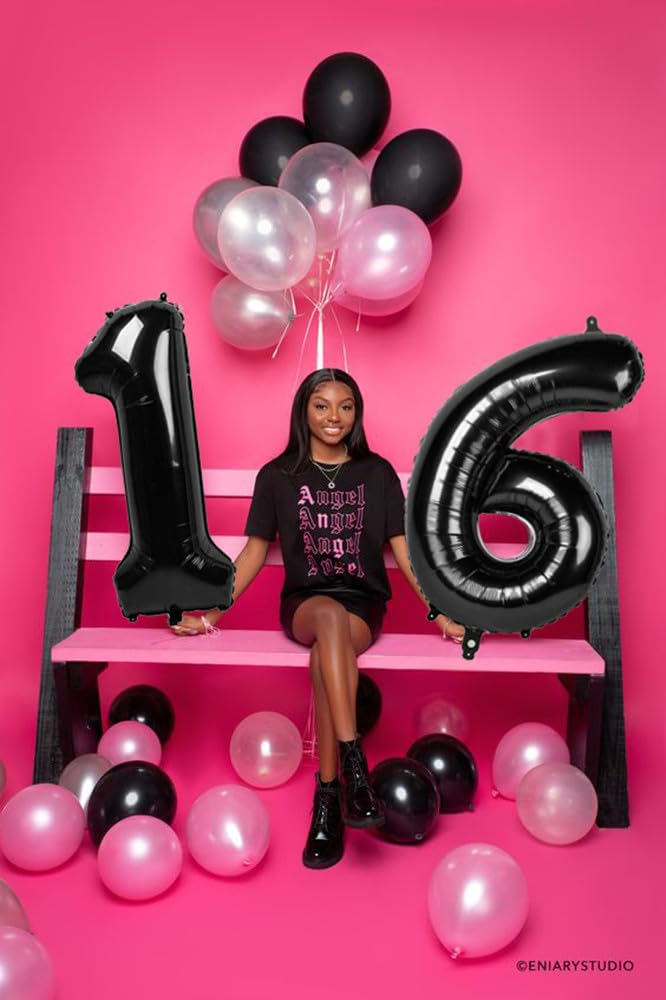 Black Number 26 Balloon 40 Inch Big 62 Giant Jumbo Digit Mylar Foil Helium Balloons For Birthday Party Celebration Graduations P