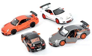 KiNSMART Porsche 911 GT3 RS SetOf4 1:36 Scale 5'' Die Cast Model Toy Super Sports Car White/Orange/Silver/Black