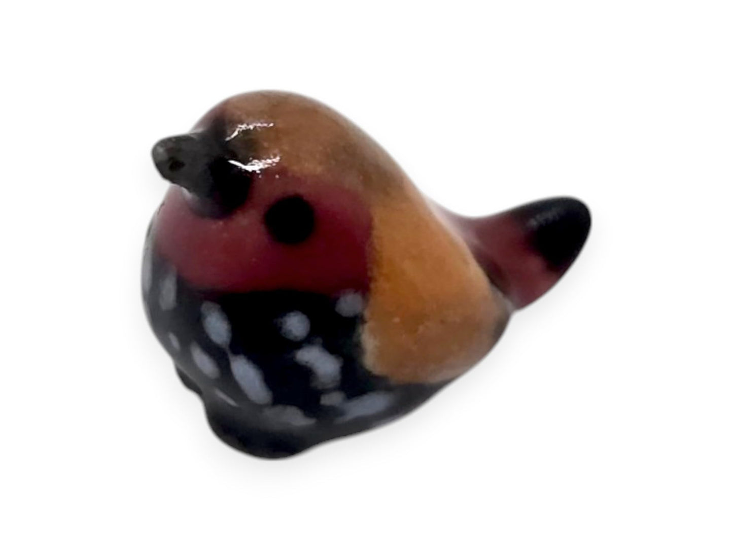 Witnystore Tiny ? Inch Red Avadavat Strawberry Finch Bird Figurine - Miniature Hand Made Painted Ceramic Birds Aves Colorful Por