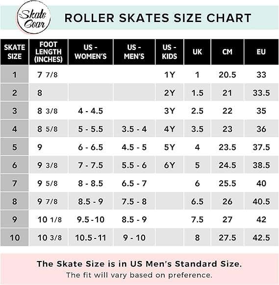 Skate Gear Extra Support Quad Roller Skates For Kids And Adults (Black W Led, Youth 2)
