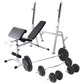 vidaXL Adjustable Steel Workout Bench with Weight Rack and 198.4lb Barbell and Dumbbell Set - Full Body Exercise at Home - Multi