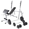 vidaXL Adjustable Steel Workout Bench with Weight Rack and 198.4lb Barbell and Dumbbell Set - Full Body Exercise at Home - Multi