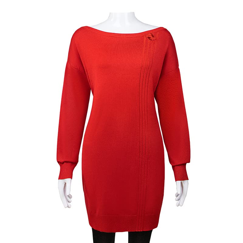 COLSA Anime Cosplay Costume Red Sweater Uniform Set, XL, Polyester, Yor with Earrings