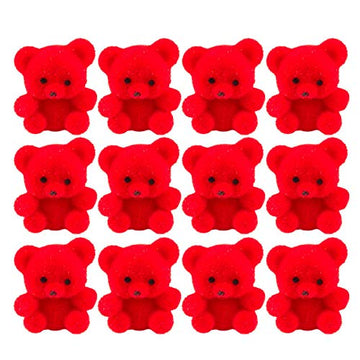 Factory Direct Craft Package Of 24 Sitting Flocked Red Miniature Teddy Bears - Tiny Bear Shaped Figurines (Size: 1 Inch)