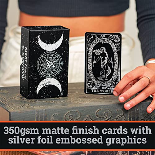 Prophet Silver Foil Tarot Cards Deck,78 Original Tarot Cards Fortune Telling Game with Guide Book for Beginners,Tarot Cards Stan