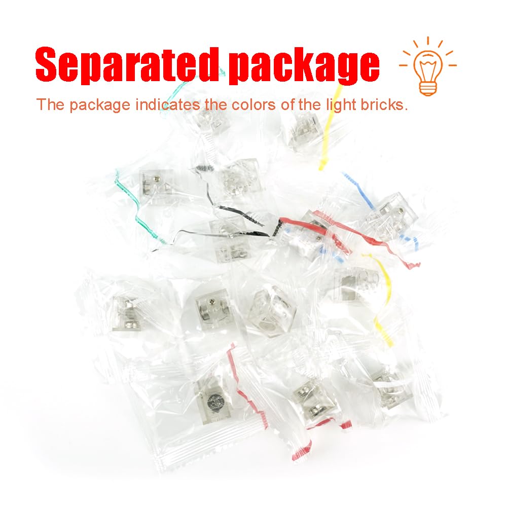 Light Up Bricks Accessories Kits, 2X2 Classic Transparent Led Light Brick Pack, 14 Pieces Parts Building Blocks Set Toys