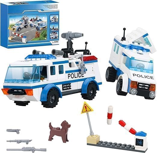 Gaadoo City Police Building Set Police Patrol Car Prisoner Transporter Truck Building Blocks Toys With 4 Mini People Cop And Rob