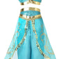 Aovclkid Little Girls Jasmine Princess Costume Girls Movie Role Play Halloween Party Outfits(7-8 Years,Blue)
