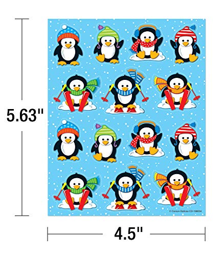 Carson Dellosa Education Carson Dellosa Penguin Stickers-6 Sheets of Colorful Holiday Stickers for Homework, Tests, Assignments,