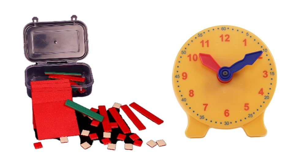 Navnirmiti Algebra Tiles And Student Clock | Educational Math Learning Kit (Combo Pack)