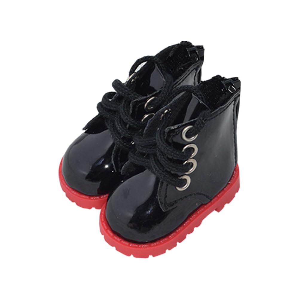 Niannyyhouse 20Cm Plush Doll Leather Shoes Length 5.4Cm 8In Doll Accessories (Black-2)