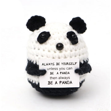Sasotiye Mini Funny Positive Panda Gifts Emotional Support Crochet Animals Handmade Positive Crochet Animals Inspirational Gifts