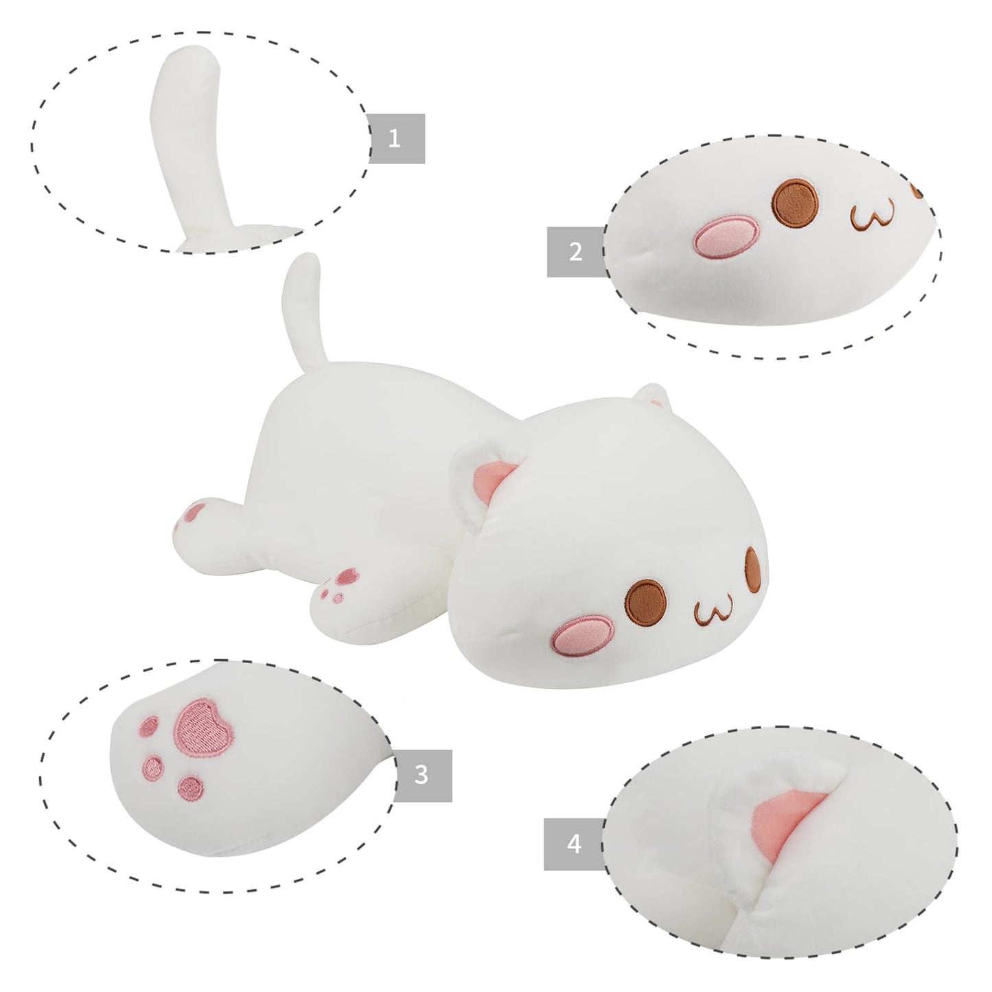Afan Super Soft 13.7'' Cute Cat Kitten Doll Plush Toy Kawaii Anime Plush Cute Stuffed Animal Cat Toys For Kids Girls Boys Cat (W