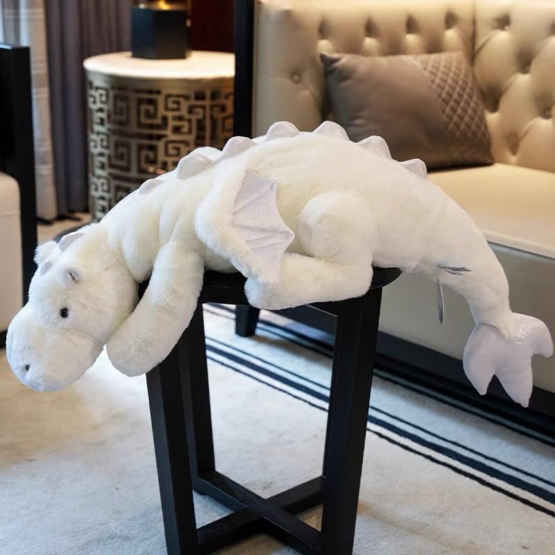 Leahaoe Giant Weighted Dragon Stuffed Animal 7Lbs, Soft White Dragon Plush Toy, 51.2'' White Stuffed Dragon For Kids And Adults