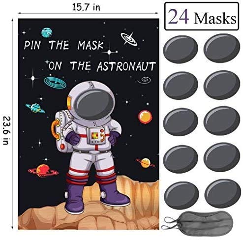 Pin the Mask on the Astronaut Game - Kids Solar System/Outer Space Birthday Party Supplies Decorations