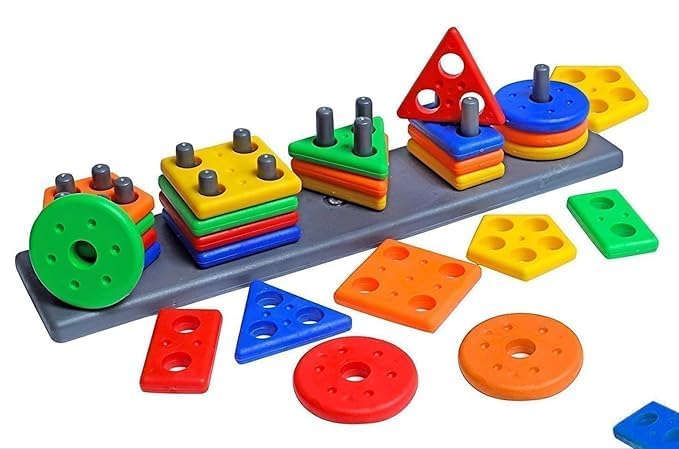 Hifi Toys Geometric Shape Sorter & Stacking Blocks  Educational Stem Toy For 1, 2, 3 Year Old Toddlers & Kids  Montessori Lear