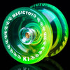 MAGICYOYO K1 Responsive Yoyo for Kids Beginners  Finger Spin Yoyo Tricks  Plastic Yoyo for mature-themed with Unresponsive Yoyo Bearing + Axle + Yoyo Glove+ Square Yoyo Case+ 12 Yoyo Strings (Green Yellow)