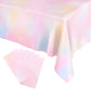 6 Pieces Pastel Rainbow Tablecloth, Plastic Disposable Rectangle Table Cloths for Parties, Pink Birthday Decorations Baby Shower