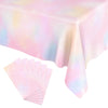 6 Pieces Pastel Rainbow Tablecloth, Plastic Disposable Rectangle Table Cloths for Parties, Pink Birthday Decorations Baby Shower