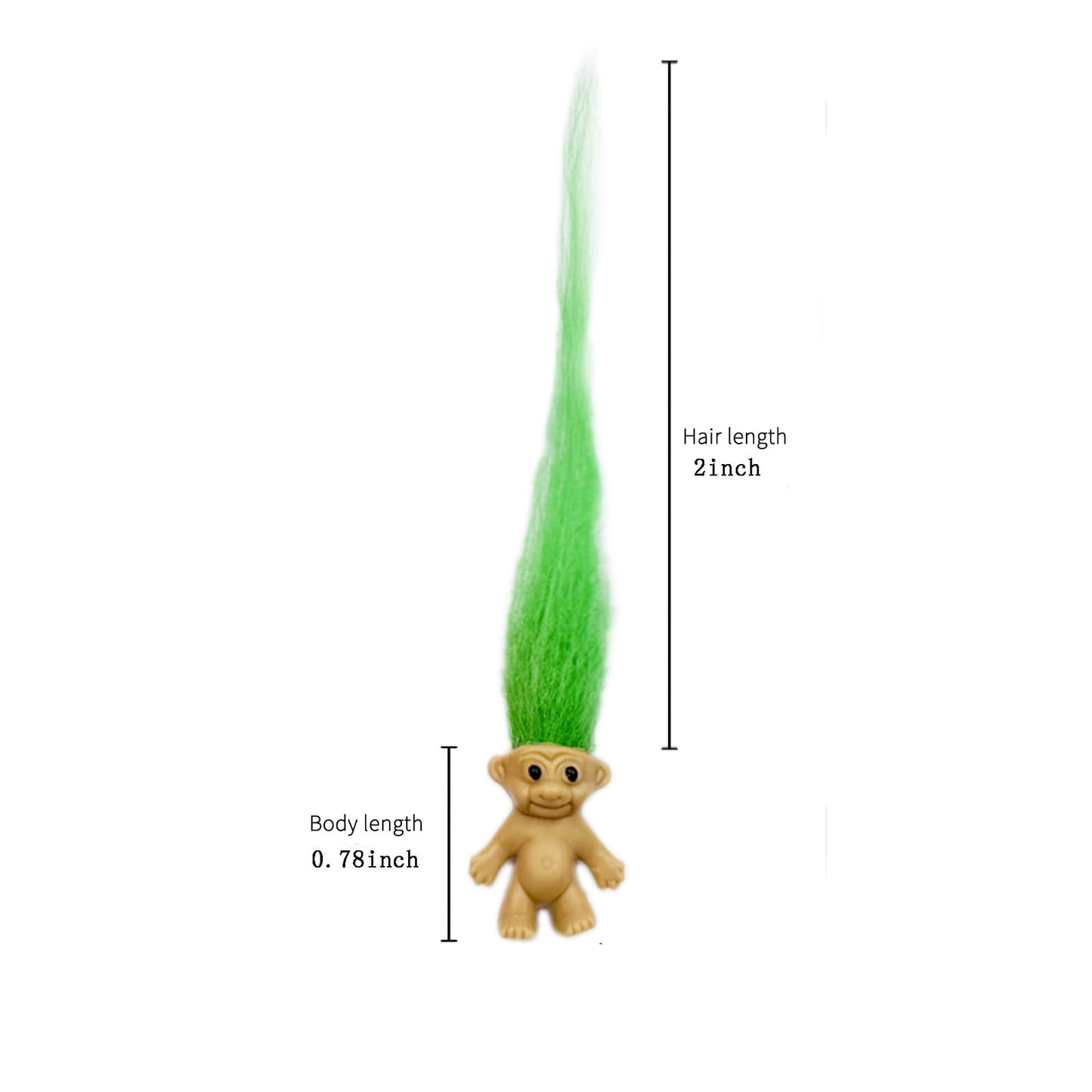 30pcs Long-haired Lucky Mini Troll Dolls, Assorted Hair Colors, 0.78'' Bodies, 2'' Hair. Cake Toppers, Action Figures, School Pr