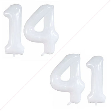 Goer Number 14 Balloons For 14Th Birthday Sweet 14 Party Decorations,42 Inch Jumbo Foil Helium 41 Balloons For 41St Birthday Party Decoration (White)