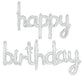 Beishida Silver Happy Birthday Balloon Banner 16 Inch Foil Mylar Birthday Letter Balloon Sign Hand Write Happy Birthday Balloons