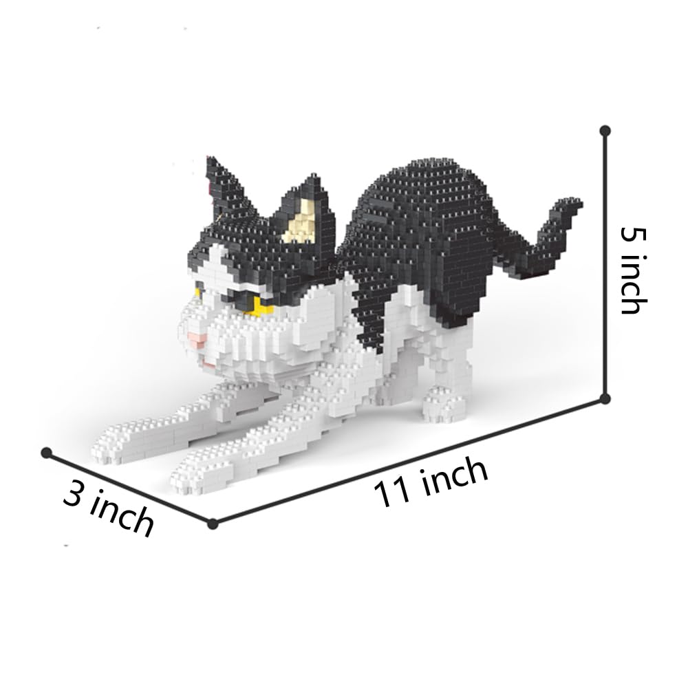 Alltogetho Cow Cat Model Micro Mini Building Block Toys Sets: Enjoy Layered Black-And-White Patterns With The Dynamic Running Po