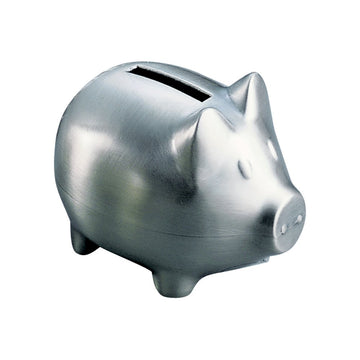 Creative Gifts International Small Pewter Pig Piggy Bank for Kids  Newborn Gift  Silver  Brushed Non-Tarnish Nickel Plated Finish  3 x 3.75  Gift Box Included