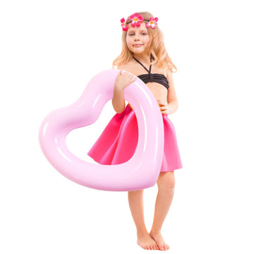 Zhuynxir Pink Heart Float,Kids Heart Pool Floats, Water Fun Beach Party Toys For Kids,Birthday Scene Layout Props.(18 In, Pink