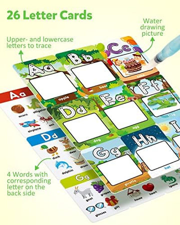 Coogam Alphabet Water Coloring Cards, Aqua Painting Doddle Flashcards, Drawing 26 Letters Abc Words, Educational Learning Toy Gift For 3 4 5 Year Old Kids Toddlers