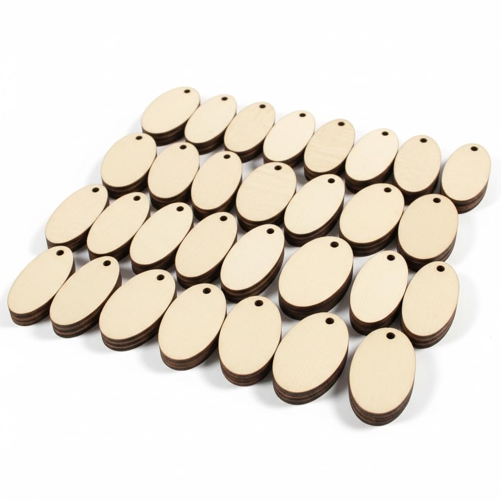 Diy4U Mdf Art Craft Oval Shape 2 Inch X 3 Inch With Hole | 50 Pc. | 2Mm Thin | Predrilled Wood Blank Cutout For Decoration, Pend
