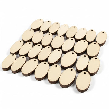 Diy4U Mdf Art Craft Oval Shape 2 Inch X 3 Inch With Hole | 50 Pc. | 2Mm Thin | Predrilled Wood Blank Cutout For Decoration, Pend