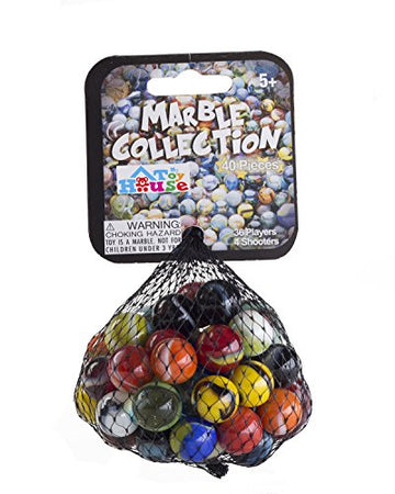 Ader Products My Toy House Glass Marbles Bulk, Set Of 40, (36 Players And 4 Shooters) Assorted Colors, With Game Marbles Rules
