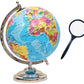 Geokraft Educational Political Metal Base Stem Globe With Magnifying Glass For Kids (8 Inch, Blue)