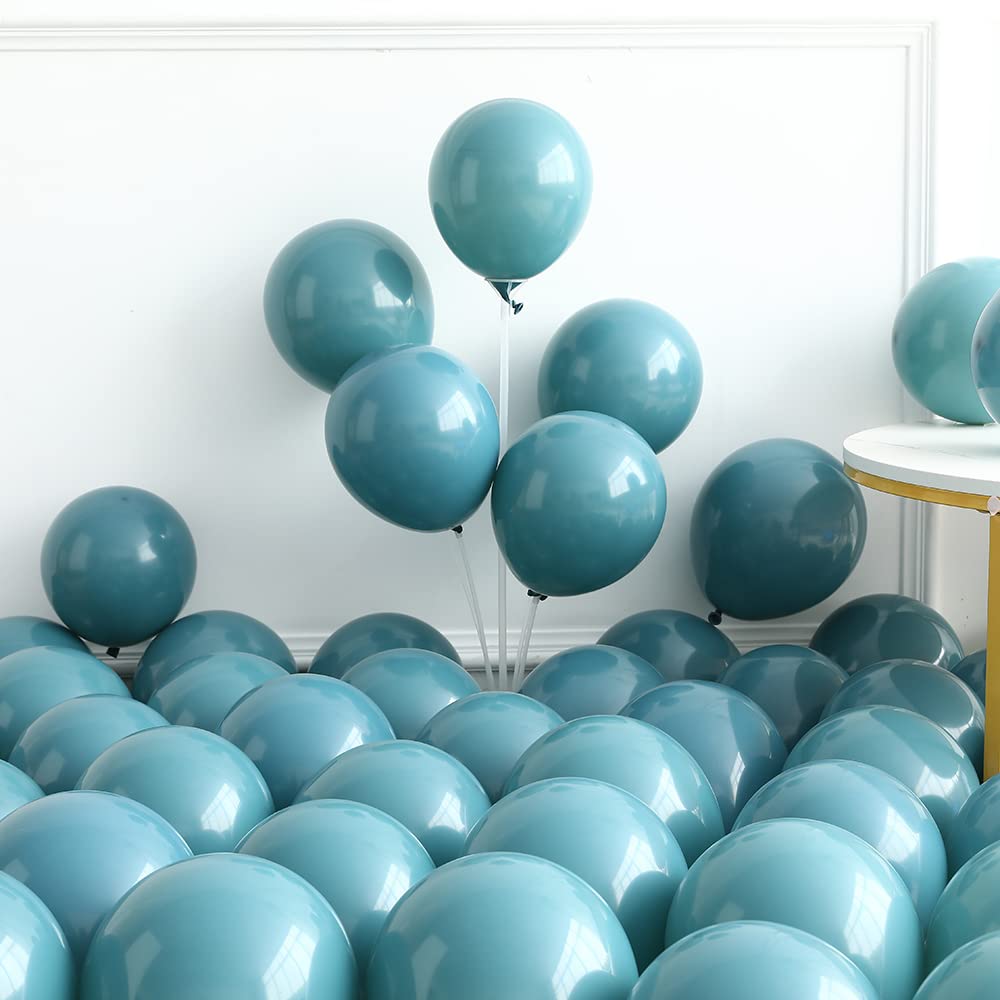 Eopelsm Race Car Balloon Garland Kit 166PCS, Dusty Blue & Black Latex, Checkered Foil, BQ-RCK, Perfect for Birthday Party Decorations