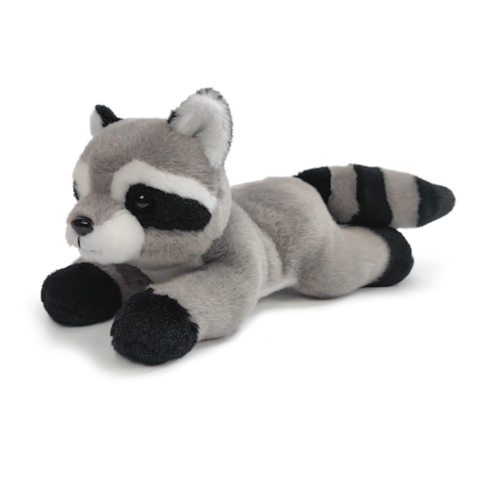 Hideekoog Stuffed Animal for Kids 8 inch Realistic Animal Plush Toy Lying Down Posture Animals Plush for Boys Girls mature-themed Birthday Hug Teaching(S-Raccoon)