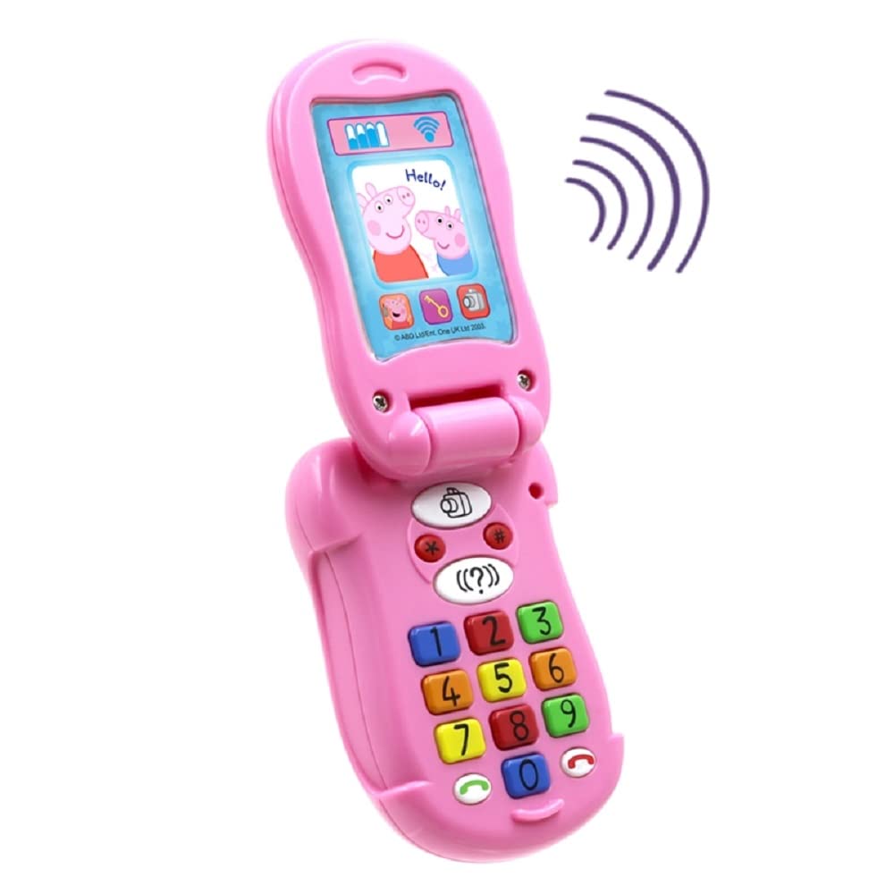 Peppa Pig PP06 Interactive Learning Flip & Learn Toy Phone for Kids, 3+ Years, Multicolor, Plastic