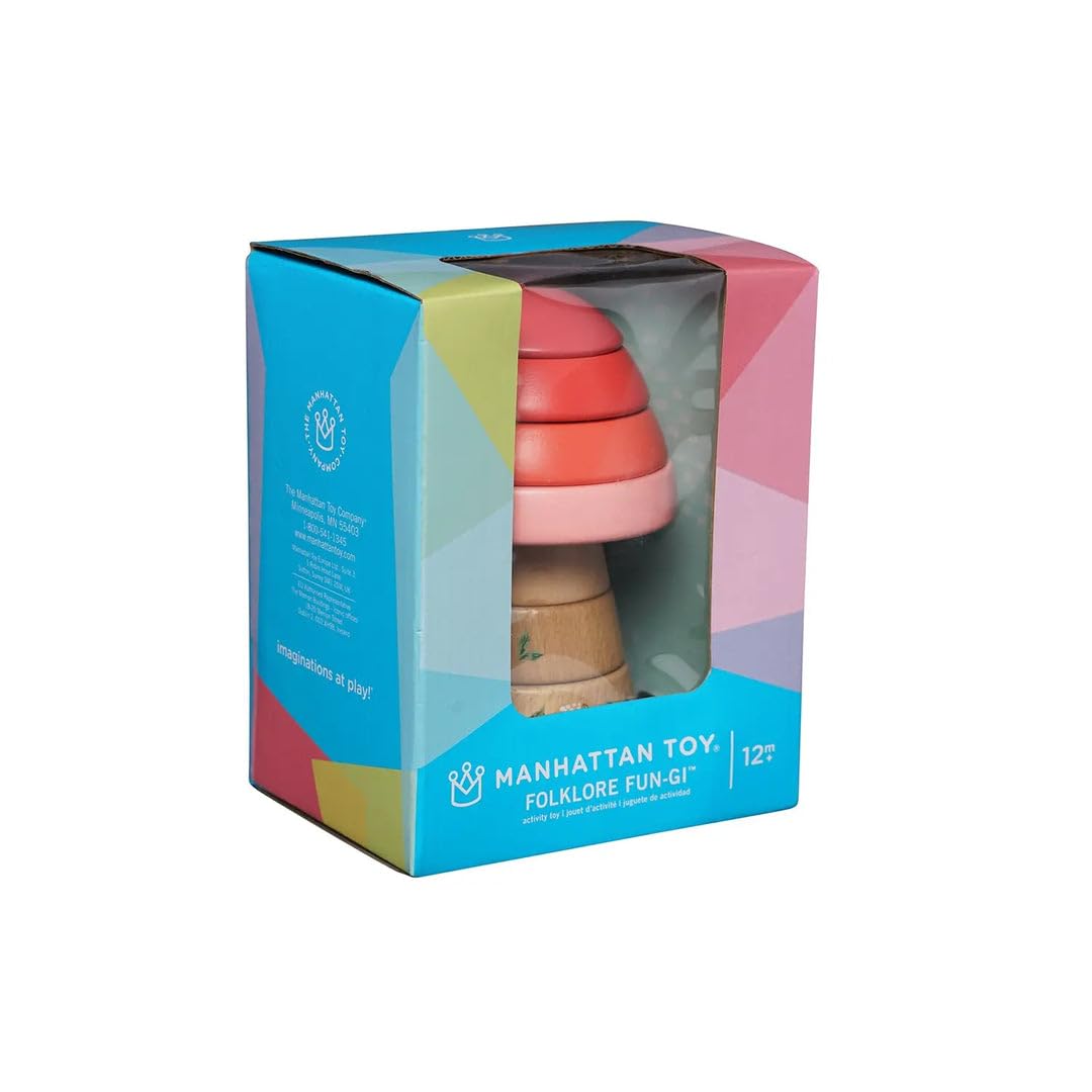 Manhattan Toy Folklore Fun-Gi Magnetic Wooden Toadstool Shaped Stacking Toy For Babies 12 Months And Up