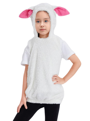 Kids Animal Costumes Unisex Fleece Hooded Vest Cute Halloween Outfits Cosplay Costume For Boys Girls (2-3 Years, Sheep)