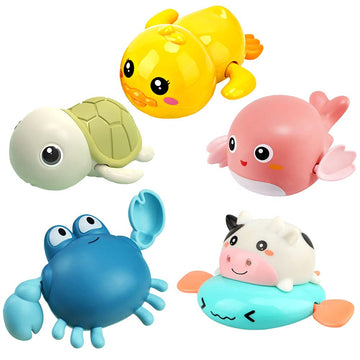 Bath Toy Cute Animal Clockwork Bathtub Swimming Pool Toy Baby Bath Toys For Toddlers 1-3  Boys & Girls Water Bath Toy Set 5 Pack -Like New