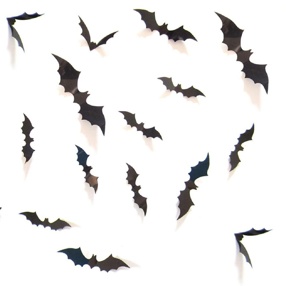 DIY Halloween Party Supplies PVC 3D Decorative Scary Bats Wall Decal Wall Sticker, Halloween Eve Decor Home Window Decoration Se
