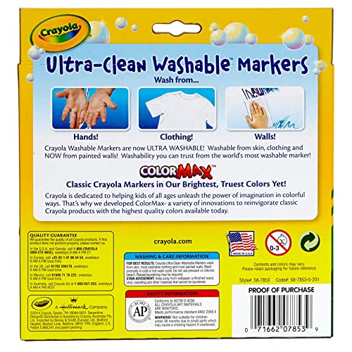 Crayola Ultra Clean Broad Line Markers, Bold Washable Markers, 10 Count